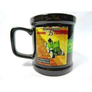 John Deere Vintage Ads Coffee Mug Black 2008 Farm Green Tractor Retro Cup NEW